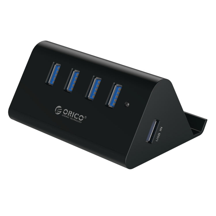 ORICO SHC-U3 HUB USB 3.0 de 4 puertos de escritorio de material ABS con soporte para teléfono/tableta y cable USB de 1 m e indicador LED, SHC-U3