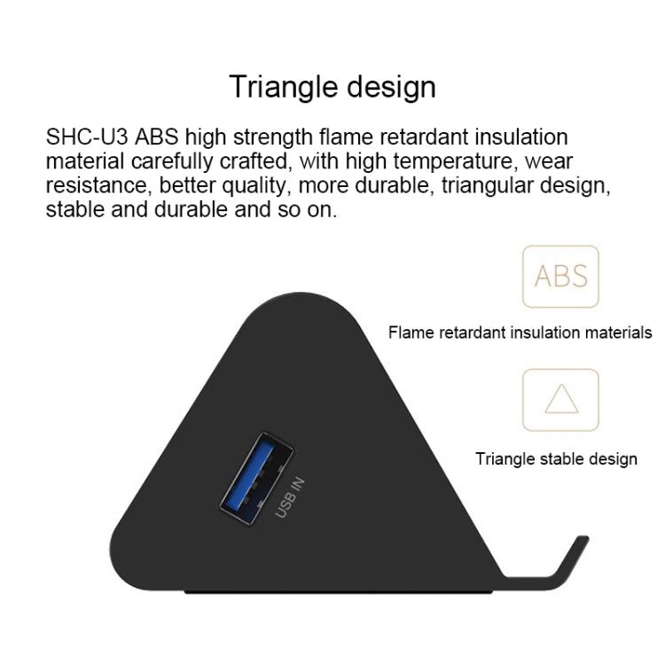 ORICO SHC-U3 HUB USB 3.0 de 4 puertos de escritorio de material ABS con soporte para teléfono/tableta y cable USB de 1 m e indicador LED, SHC-U3