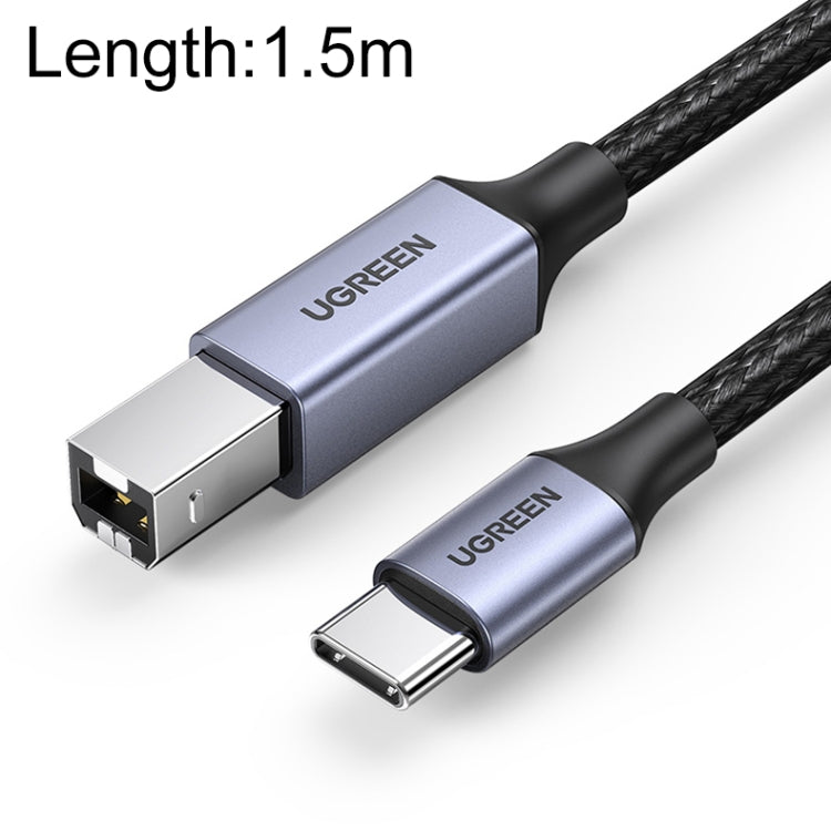 Cable de datos de conexión trenzado de nailon para impresora Ugreen Type-C / USB-C a Type-B, longitud: 1,5 m, Length: 1.5m