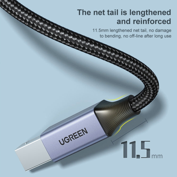 Cable de datos de conexión trenzado de nailon para impresora Ugreen Type-C / USB-C a Type-B, longitud: 1,5 m, Length: 1.5m