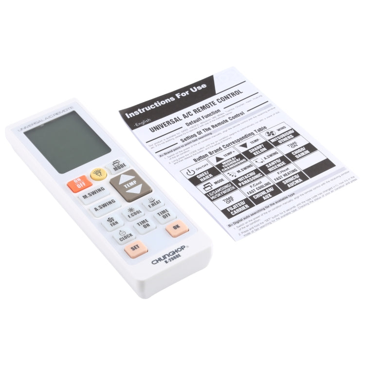Chunghop K-2988E Control remoto universal de aire acondicionado con linterna