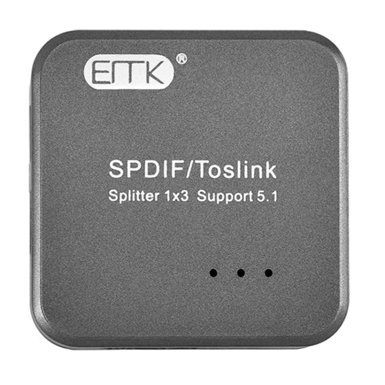 Adaptador divisor de Audio óptico Digital SPDIF Toslink EMK 1 entrada 3 salidas