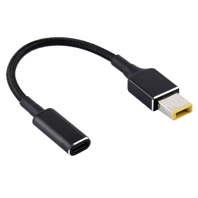 Cable trenzado de nailon PD 100W 18,5-20V Big Square a USB-C / Type-C para computadora portátil Lenovo, longitud: aproximadamente 30 cm, T570/T470/470s & X1 Carbon 2018