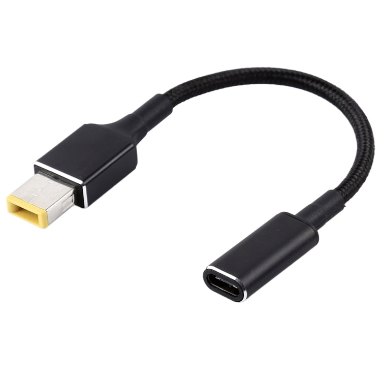 Cable trenzado de nailon PD 100W 18,5-20V Big Square a USB-C / Type-C para computadora portátil Lenovo, longitud: aproximadamente 30 cm, T570/T470/470s & X1 Carbon 2018