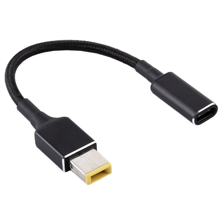 Cable trenzado de nailon PD 100W 18,5-20V Big Square a USB-C / Type-C para computadora portátil Lenovo, longitud: aproximadamente 30 cm, T570/T470/470s & X1 Carbon 2018