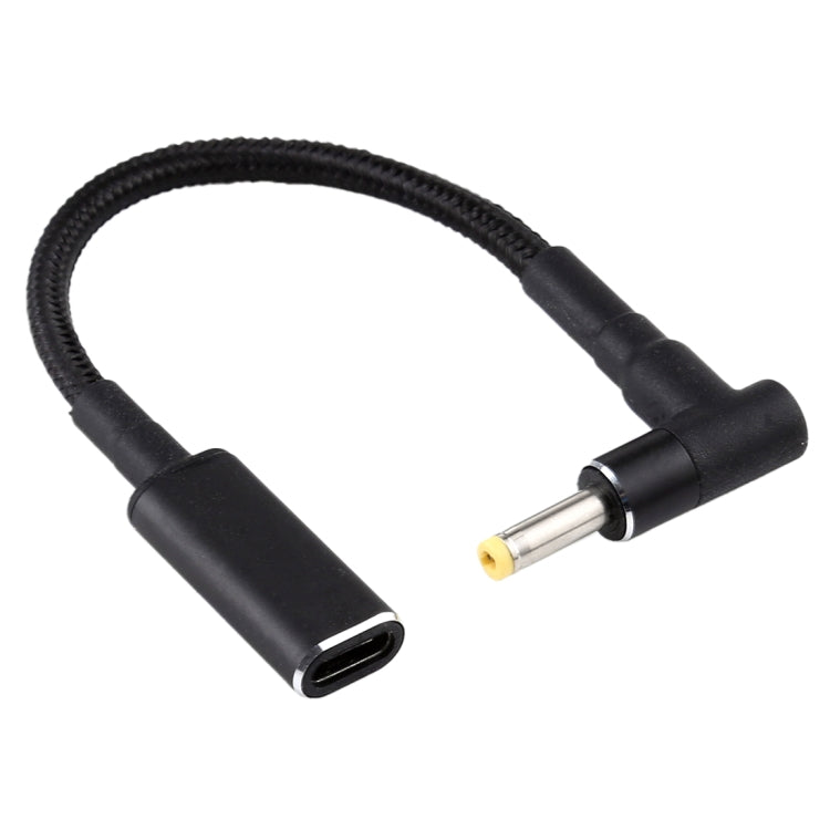 Cable trenzado de nailon adaptador de codo de 4,0 x 1,7 mm a USB-C / tipo C