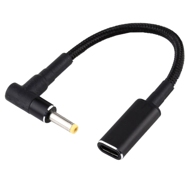 Cable trenzado de nailon adaptador de codo de 4,0 x 1,7 mm a USB-C / tipo C