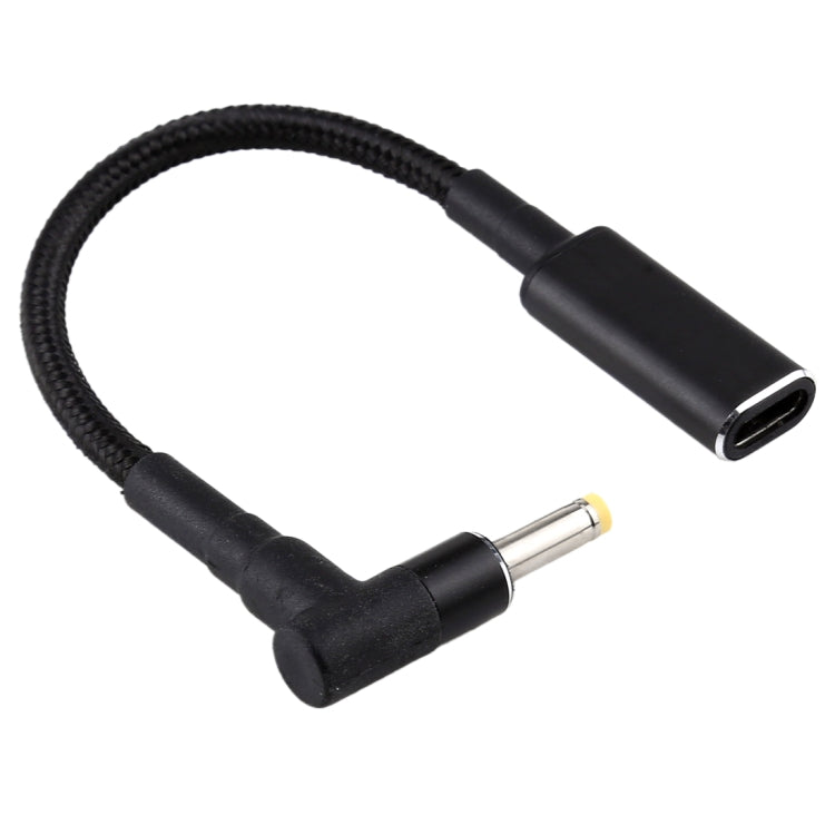 Cable trenzado de nailon adaptador de codo de 4,0 x 1,7 mm a USB-C / tipo C