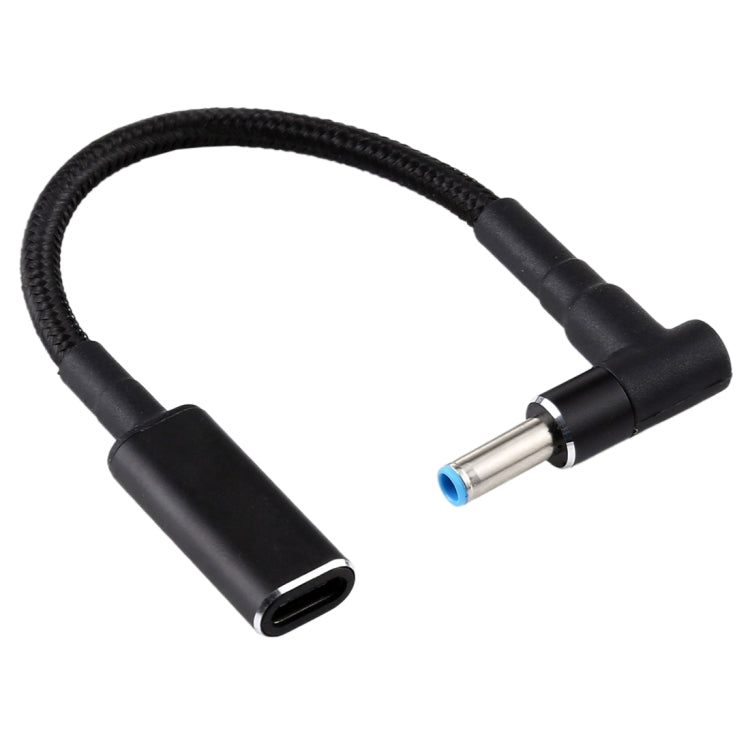 PD 100W 18,5-20V 4,5 x 0,6 mm Codo a USB-C / Adaptador tipo C Cable trenzado de nailon para HP, 4.5 x 0.6mm