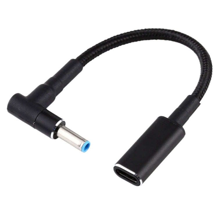 PD 100W 18,5-20V 4,5 x 0,6 mm Codo a USB-C / Adaptador tipo C Cable trenzado de nailon para HP, 4.5 x 0.6mm