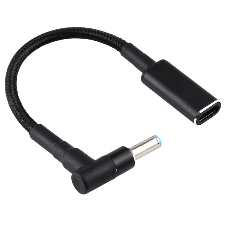 PD 100W 18,5-20V 4,5 x 0,6 mm Codo a USB-C / Adaptador tipo C Cable trenzado de nailon para HP, 4.5 x 0.6mm