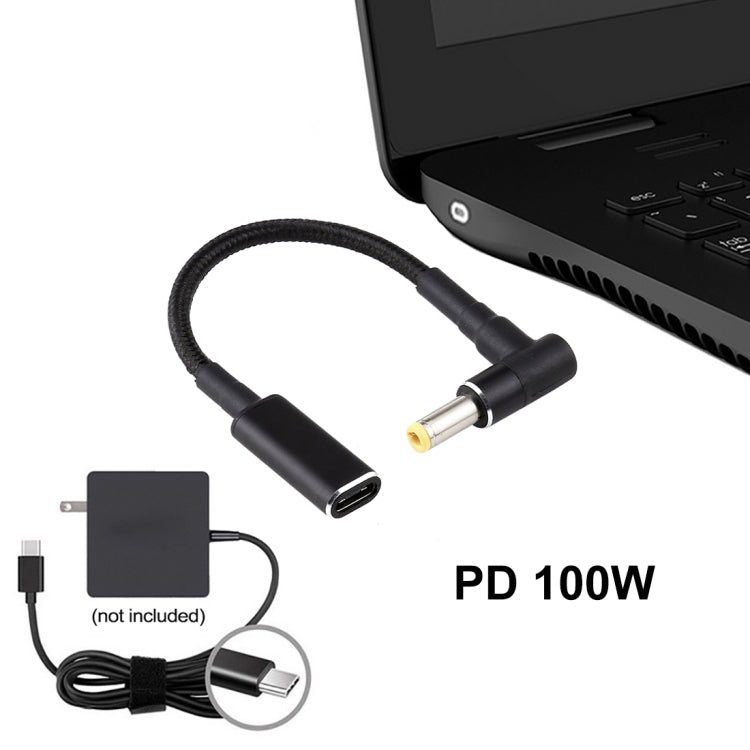 PD 100W 18,5-20V 5,5 x 2,5 mm Codo a USB-C / Adaptador tipo C Cable trenzado de nailon, 5.5 x 2.5mm