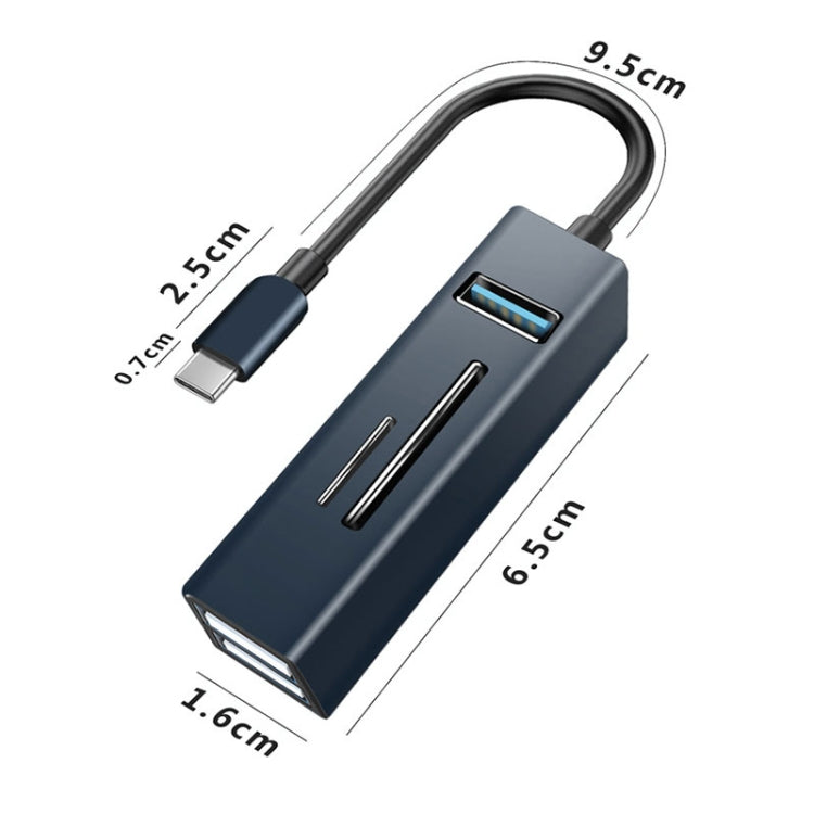 15102 5 en 1 USB-C / Type-C a USB3.0 + Adaptador HUB de lector de tarjetas SD / TF, Type-C