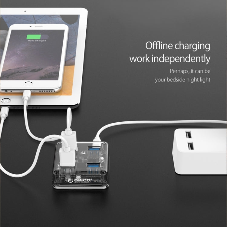 ORICO MH4U-100 HUB de escritorio transparente USB 3.0 con cable micro USB de 100 cm, MH4U-100