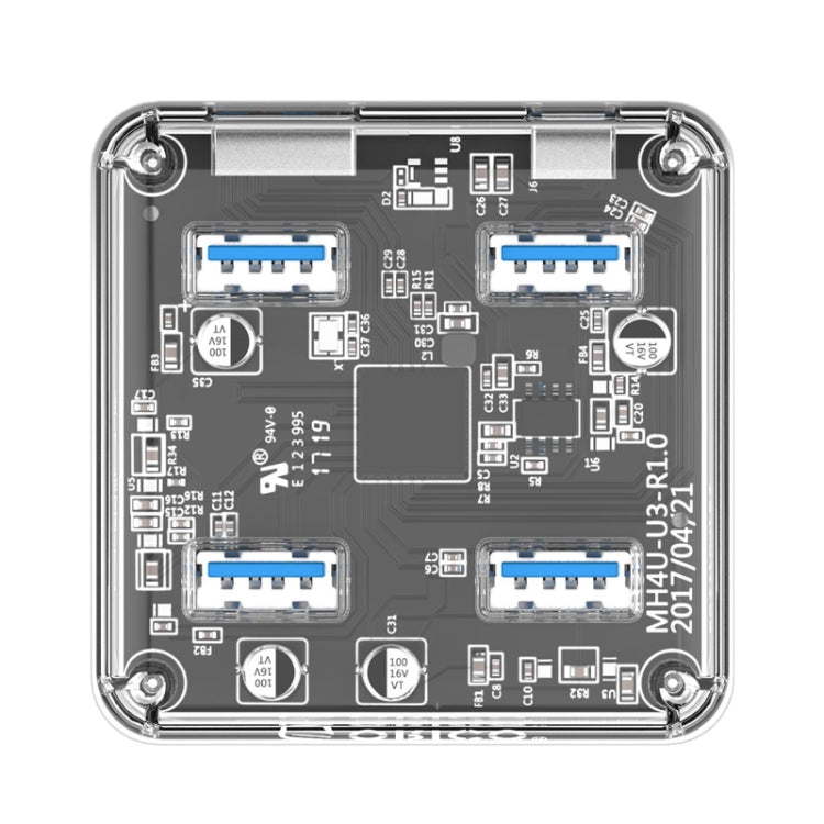 ORICO MH4U-100 HUB de escritorio transparente USB 3.0 con cable micro USB de 100 cm, MH4U-100