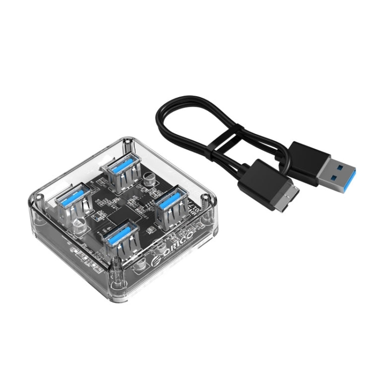 ORICO MH4U-100 HUB de escritorio transparente USB 3.0 con cable micro USB de 100 cm, MH4U-100