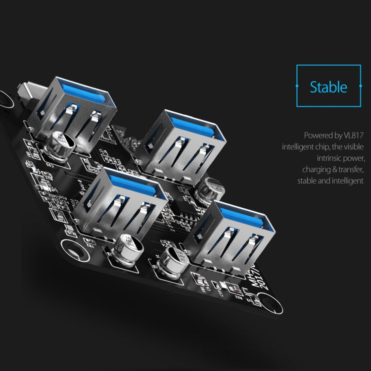 ORICO MH4U-100 HUB de escritorio transparente USB 3.0 con cable micro USB de 100 cm, MH4U-100