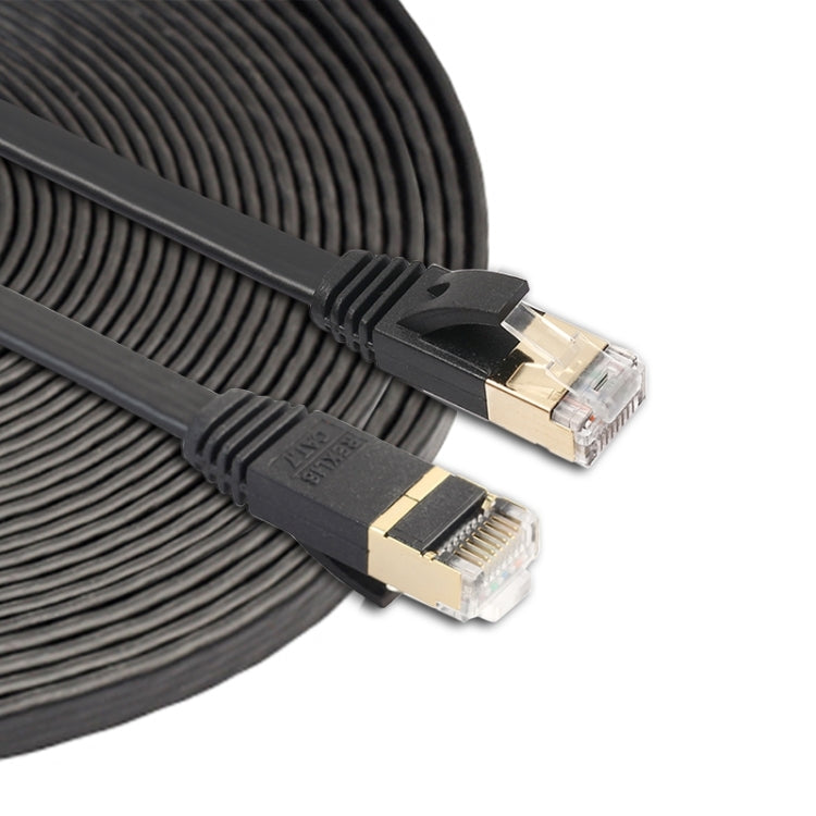 Cable de conexión ultraplano CAT7 10 Gigabit Ethernet de 10 m para red LAN de módem enrutador - Construido con conectores RJ45 blindados, Length: 10m