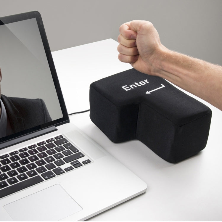 Botón de entrada grande Almohada de escritorio para computadora USB Ventilación creativa Almohada de mano con tecla de entrada (negro)