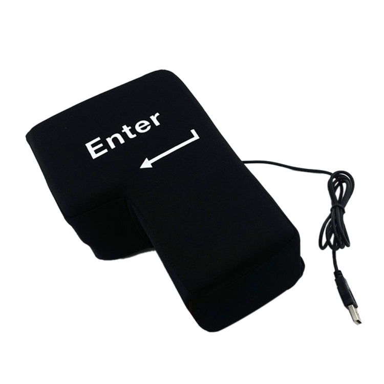 Botón de entrada grande Almohada de escritorio para computadora USB Ventilación creativa Almohada de mano con tecla de entrada (negro)