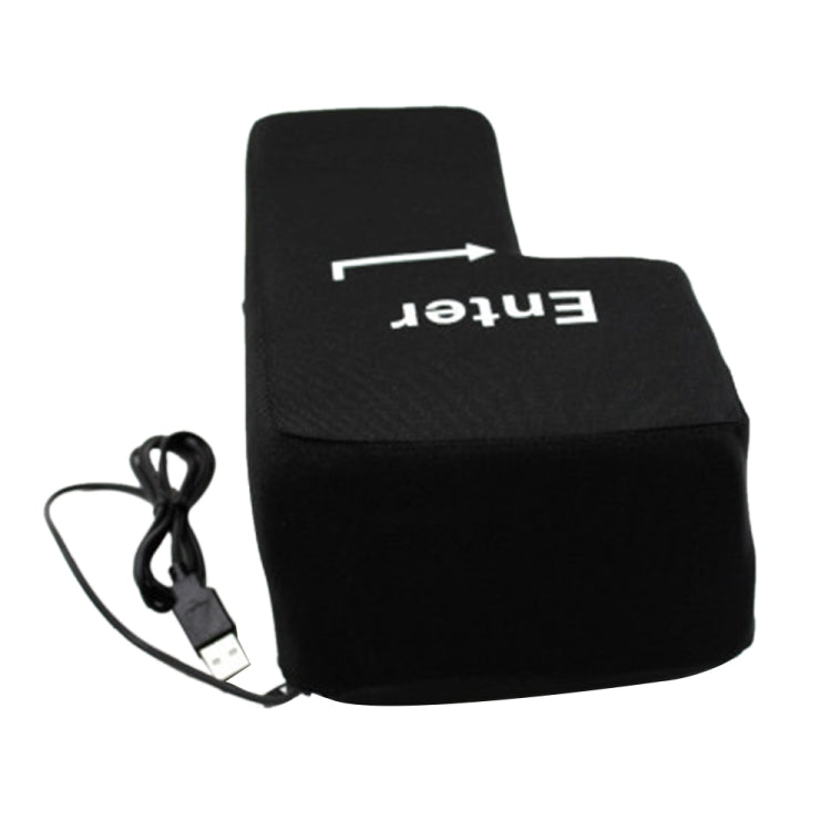 Botón de entrada grande Almohada de escritorio para computadora USB Ventilación creativa Almohada de mano con tecla de entrada (negro)