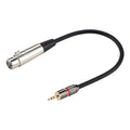 Cabeza de metal Macho de 3,5 mm a carcasa de aluminio Cable adaptador de conector de audio hembra XLR CANNON de 3 pines, longitud total: aproximadamente 35 cm, 3 Pin Female