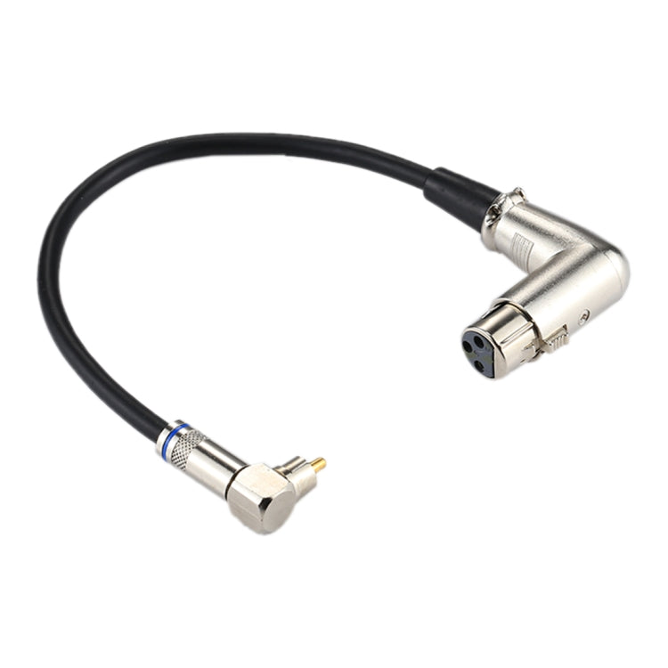 Carcasa de aluminio Codo RCA macho a Codo XLR CANNON de 3 pines Adaptador de conector de audio hembra para cable Micrófono / Equipo de audio, Longitud total: aproximadamente 30 cm, RCA Elbow Male