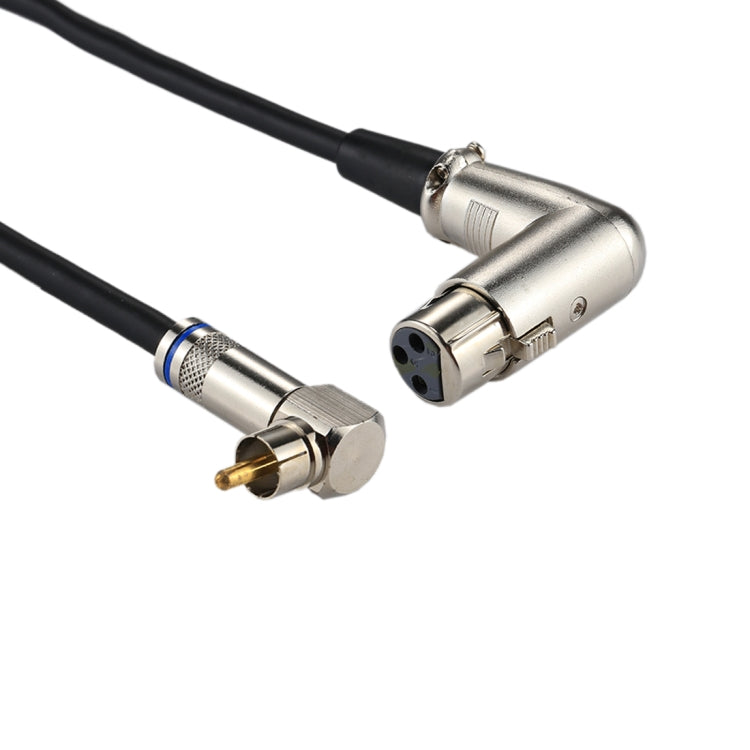 Carcasa de aluminio Codo RCA macho a Codo XLR CANNON de 3 pines Adaptador de conector de audio hembra para cable Micrófono / Equipo de audio, Longitud total: aproximadamente 30 cm, RCA Elbow Male