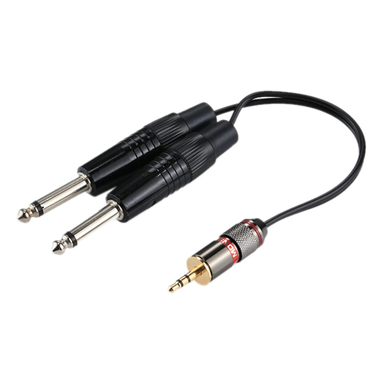 Cable adaptador de audio mono macho de 3,5 mm a 2 x 6,35 mm macho, longitud total: aproximadamente 27 cm