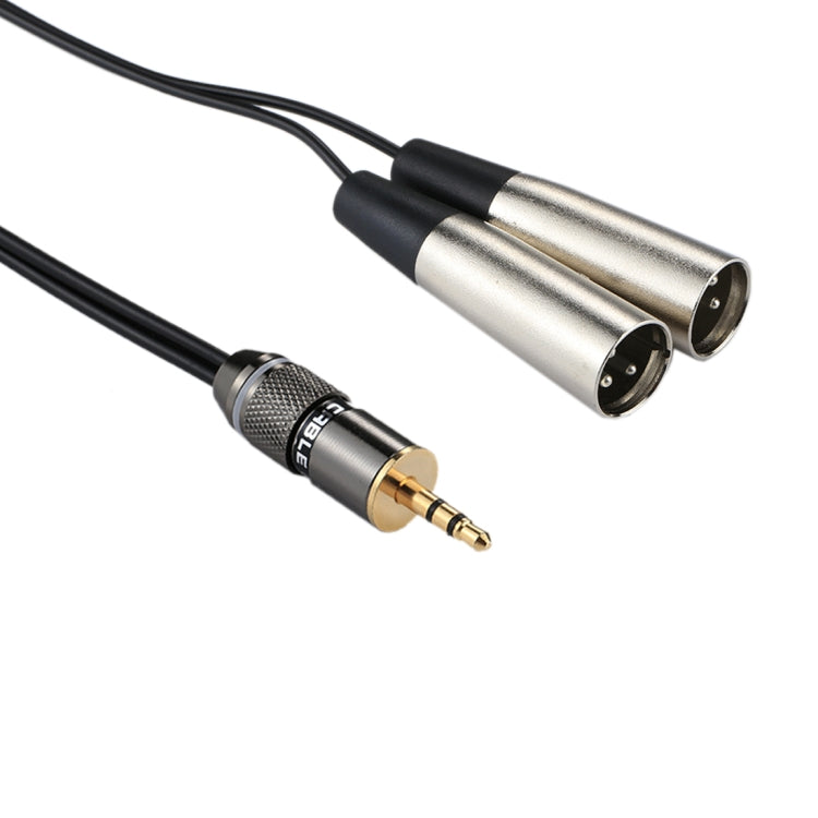 Cabeza de metal Macho de 3,5 mm a carcasa de aluminio Cable adaptador de conector de audio macho XLR CANNON de 2 x 3 pines, longitud total: aproximadamente 25 cm, 2 x 3 Pin Male