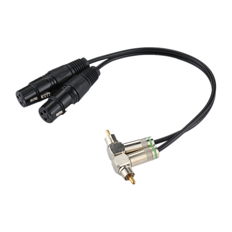 Cable adaptador de conector de audio hembra de 2 codos RCA macho a XLR CANNON de 2 x 3 pines para micrófono / equipo de audio, longitud total: aproximadamente 34 cm, 2 RCA Elbow Male