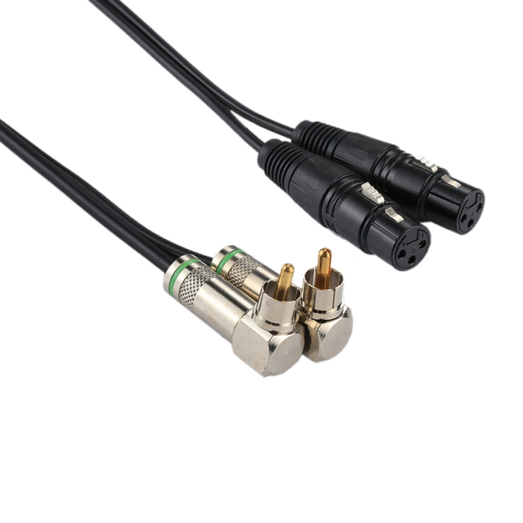 Cable adaptador de conector de audio hembra de 2 codos RCA macho a XLR CANNON de 2 x 3 pines para micrófono / equipo de audio, longitud total: aproximadamente 34 cm, 2 RCA Elbow Male