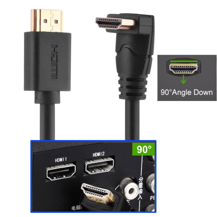 cable HDMI de alta velocidad de la versión de los 60cm 4K*2K HDMI 2.0 con Ethernet de ángulo recto 90 grados, HDMI to 90 Degree HDMI