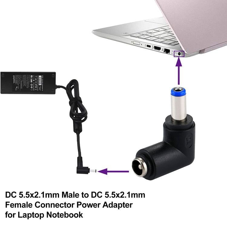 Adaptador de corriente de conector hembra DC 4506 macho a DC 7406 para portátil HP, codo de ángulo recto de 90 grados, DC 5521 Male to Female