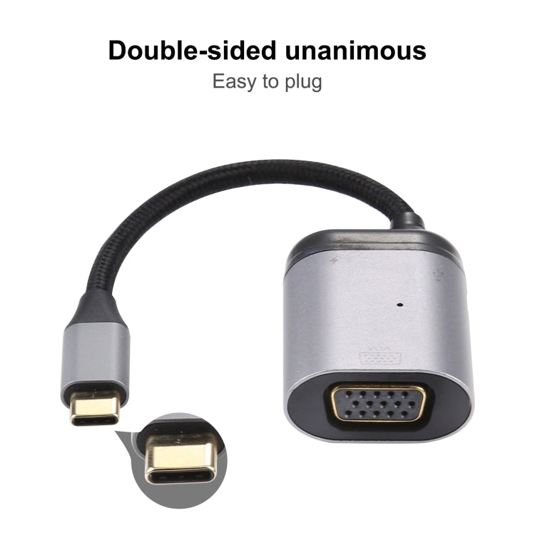 Cable adaptador de sincronización de datos 4K UHD USB-C / Type-C a VGA + PD, Type-C to VGA