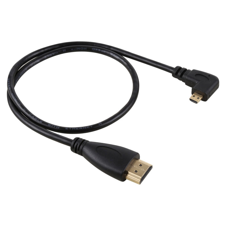Cable adaptador de conector chapado en oro, macho en ángulo izquierdo, 50cm, 4K, HDMI macho a Micro HDMI, 50cm Left