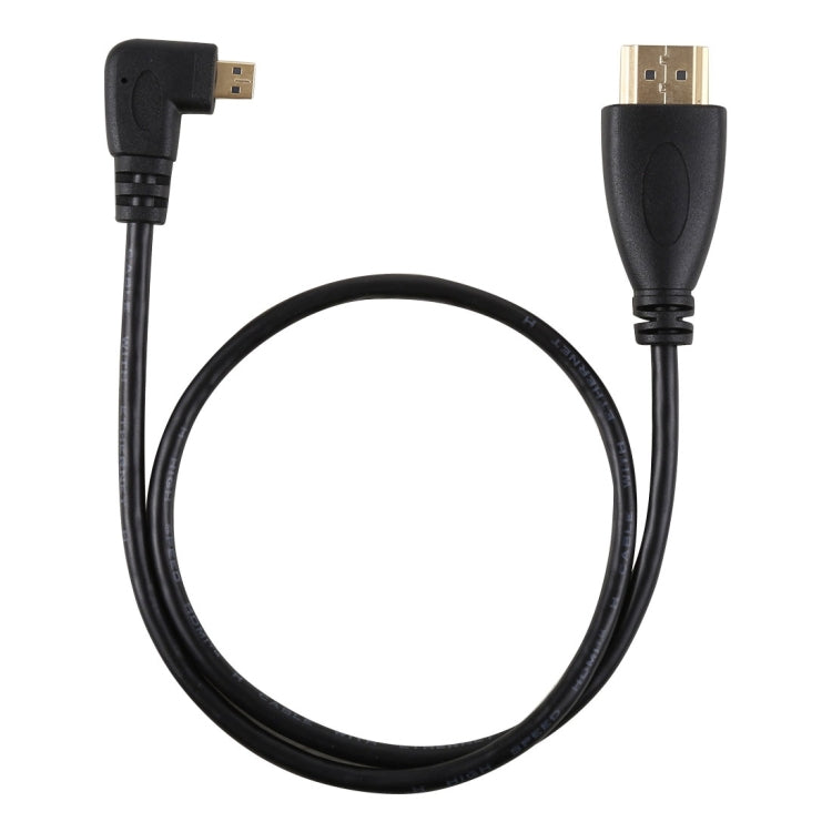 Cable adaptador de conector chapado en oro, macho en ángulo izquierdo, 50cm, 4K, HDMI macho a Micro HDMI, 50cm Left
