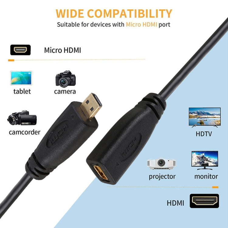 30cm 1080P Micro HDMI hembra a macho Cable adaptador de conector chapado en oro