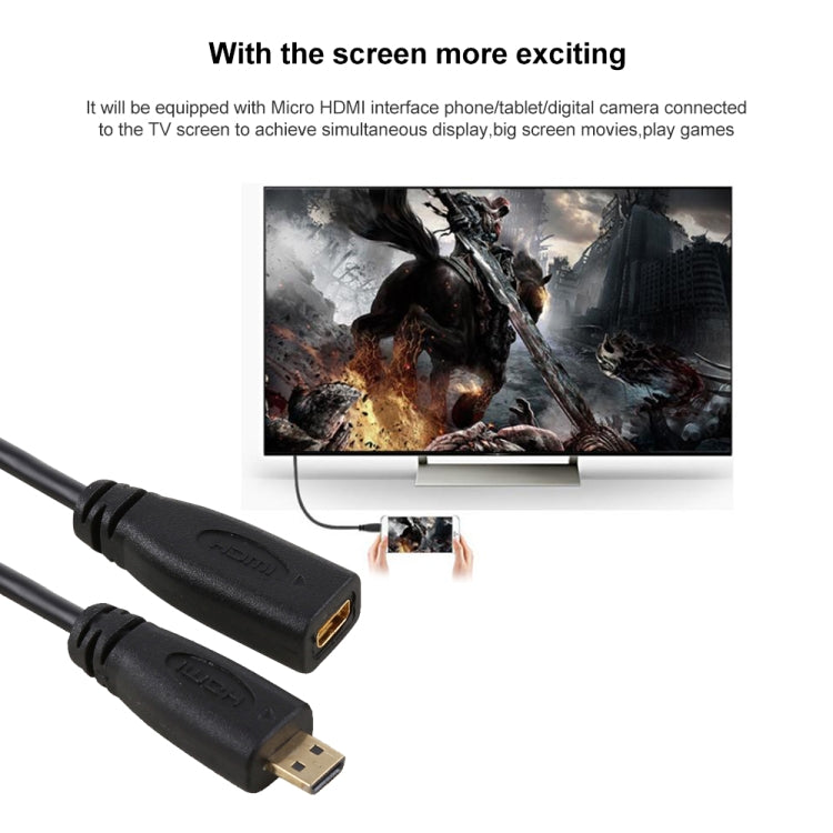 30cm 1080P Micro HDMI hembra a macho Cable adaptador de conector chapado en oro