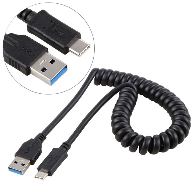 Cable de extensión de resorte retráctil USB 3.0 macho a USB-C / Type-C macho de alta velocidad de 1,5 m, USB 3.0 Male to Type-C Male