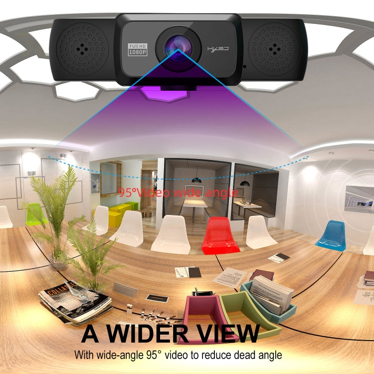 Cámara de PC con cámara web de vídeo HD ajustable HXSJ S5 1080P con micrófono