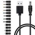 Cable de alimentación de CC 12 en 1 Cable de carga USB con enchufe de intercambio multifunción USB (negro), 12 in 1