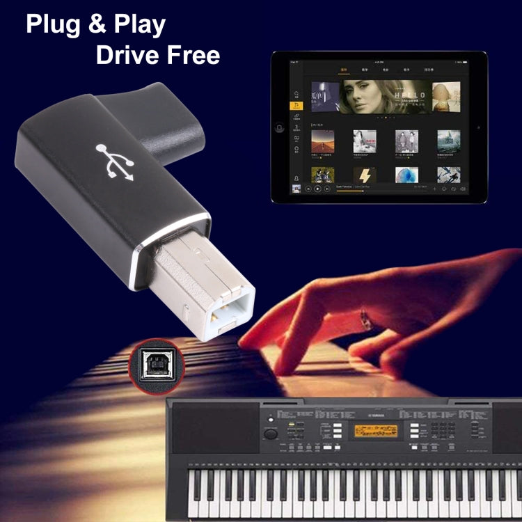 Adaptador USB-C / Tipo C Hembra a USB 2.0 B MIDI Macho para Instrumento Electrónico / Impresora / Escáner / Piano