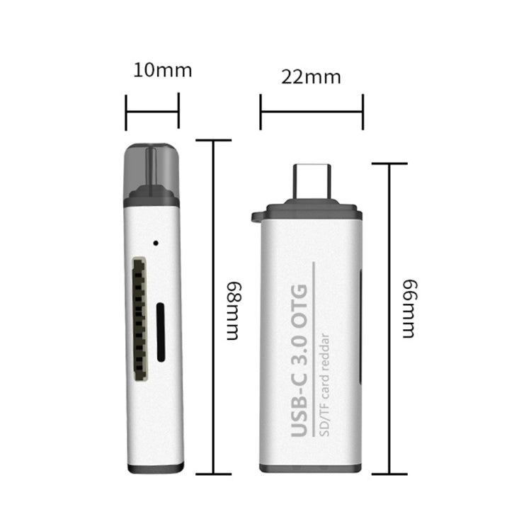 ADS-103 3 en 1 Tipo-C Macho a USB 3.0 Hembra + Ranuras para Tarjetas SD / TF Adaptador OTG Lector de Tarjetas SD / TF