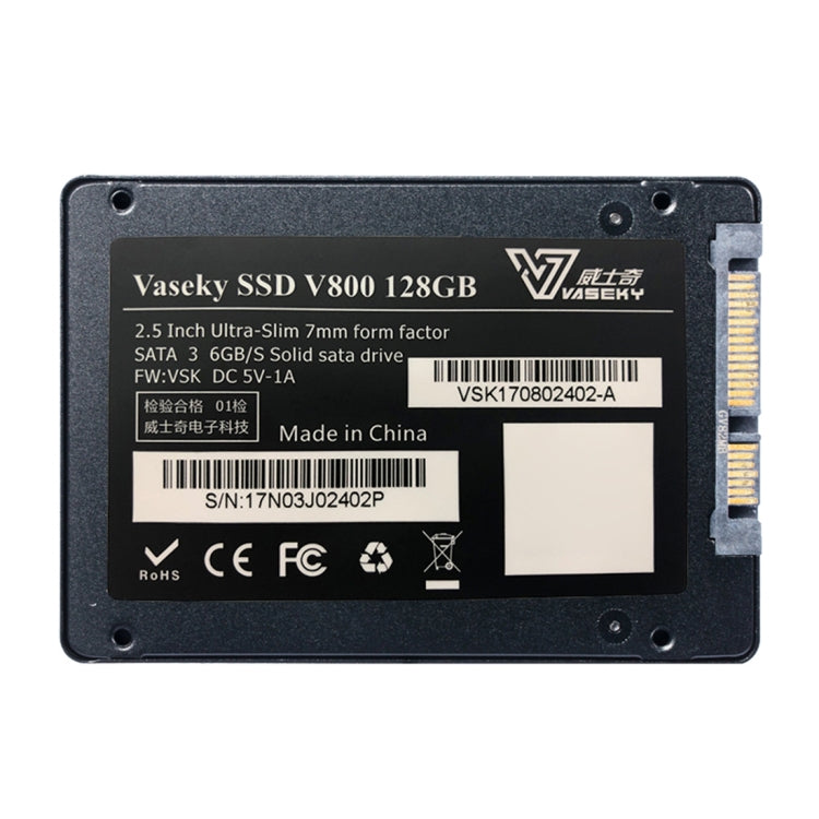 Vaseky V800 128GB 2,5 pulgadas SATA3 6GB/s Unidad de estado sólido ultradelgada de 7 mm Unidad de disco duro SSD para escritorio, portátil, 128GB