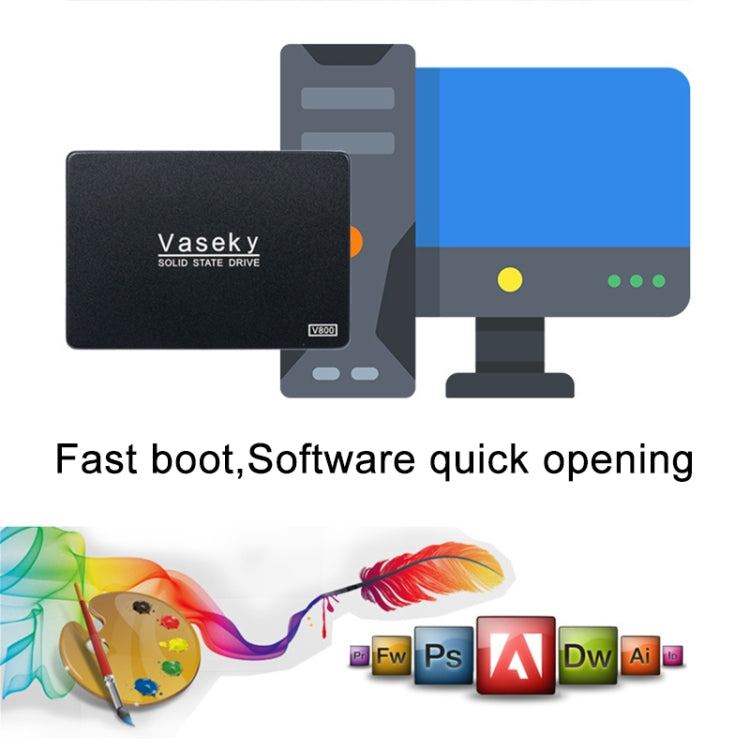 Vaseky V800 128GB 2,5 pulgadas SATA3 6GB/s Unidad de estado sólido ultradelgada de 7 mm Unidad de disco duro SSD para escritorio, portátil, 128GB