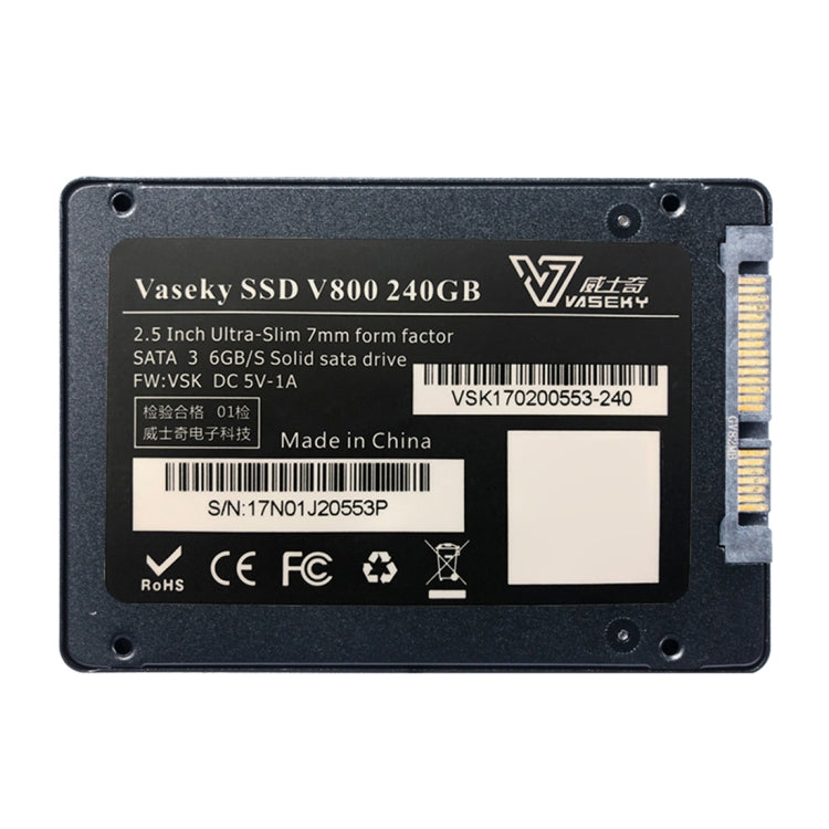 Vaseky V800 240GB 2,5 pulgadas SATA3 6GB/s Unidad de estado sólido ultradelgada de 7 mm Unidad de disco duro SSD para escritorio, portátil, 240GB