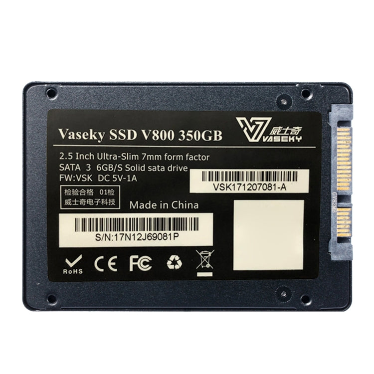 Vaseky V800 350GB 2,5 pulgadas SATA3 6GB/s Unidad de estado sólido ultradelgada de 7 mm Unidad de disco duro SSD para escritorio, portátil, 350GB