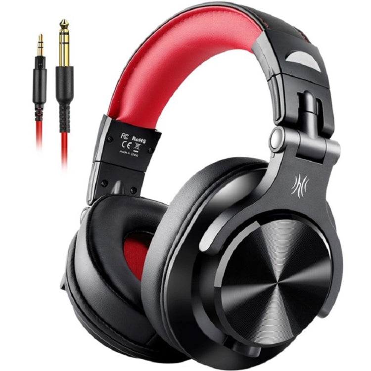 OneOdio A71 Auriculares con cable y reducción de ruido montados en la cabeza con micrófono, A71 (Red Black)