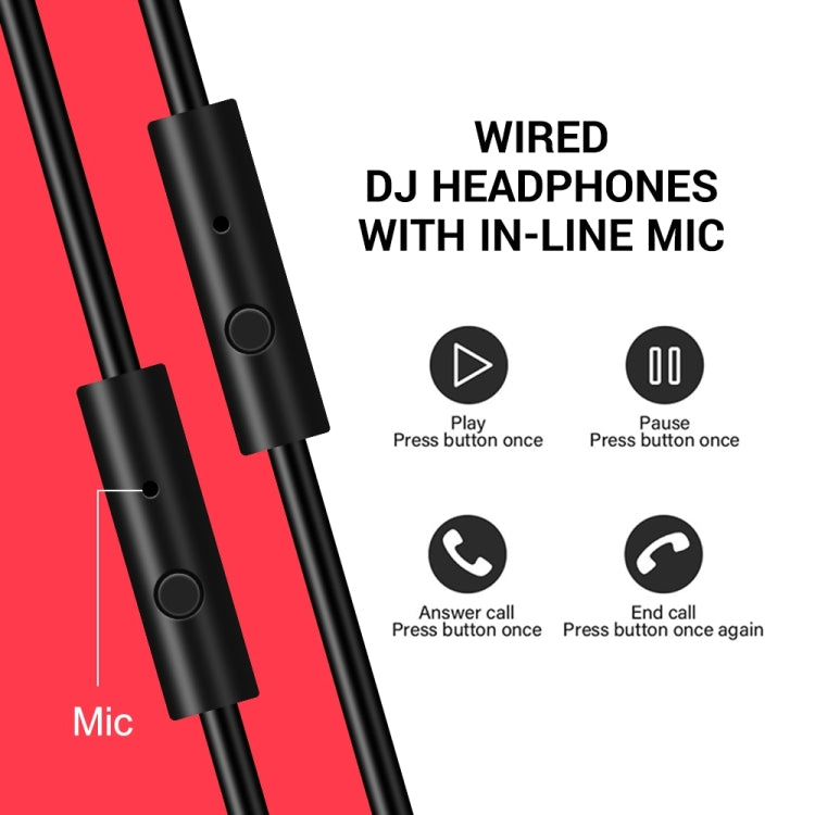 OneOdio A71 Auriculares con cable y reducción de ruido montados en la cabeza con micrófono, A71 (Red Black)